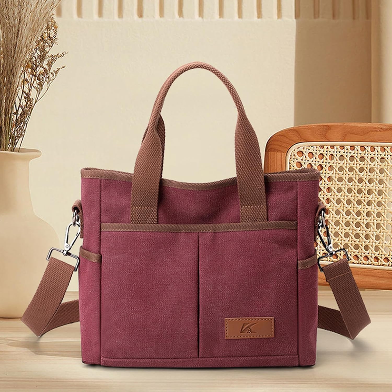 Women's Small Canvas Tote Purses Casual Multi-pocket Shoulder Crossbody Bag Everyday Handbags - Image 4