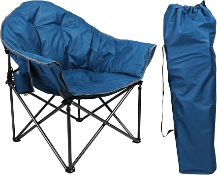 LETS CAMP Heavy-Duty Oversize Camping Chair Padded Round Moon Saucer Chair