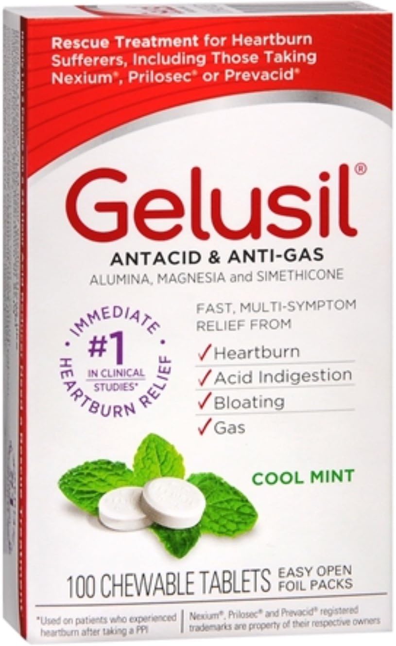 Antacid/Anti-Gas Tablets Cool Mint, 100 Tablets (Pack of 8)