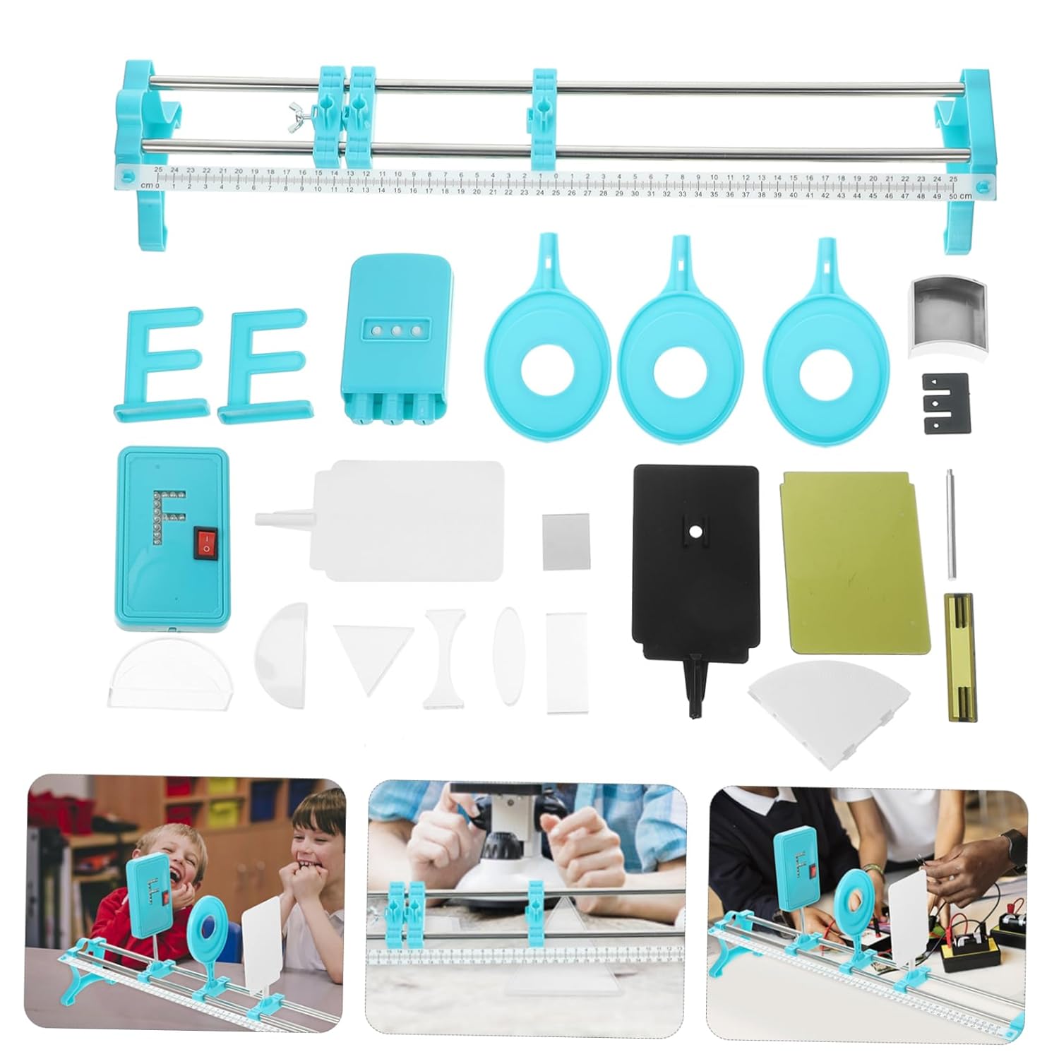 Optical Bench Equipment Set for Junior High School Physics Light Source Aperture and Concave Convex Lens Imaging Kit for Engaging Science Experiments