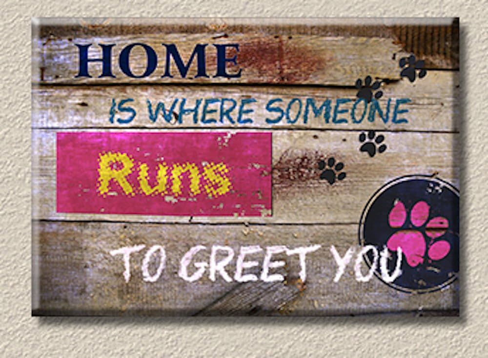 Inspiration SuhaShop Canvas Print Wall Art with Stretched Framed Ready to Hang Painting Perfect For Livingroom, Bedroom A Great Home Decor Idea with a quote HOME IS WHERE SOMEONE RUNS TO GREET YOU