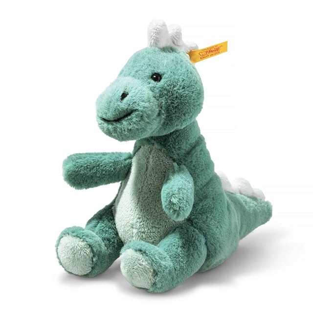 Steiff 067242 Soft Cuddly Friends Joshi Baby T-Rex, Aqua Green, 16 cm