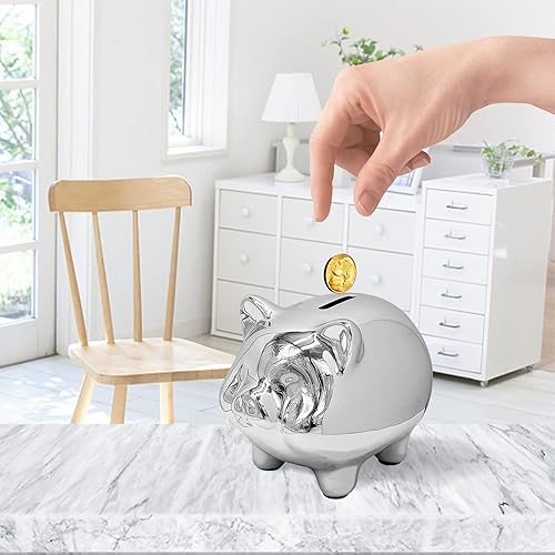 Miniatura 6 de Ceramics Pig Piggy Bank for Adults, Saving Money Bank for Kids, Cute Coin Bank Decorative for Home, Kid's Birthday Gifts (AGold -Piggy1)