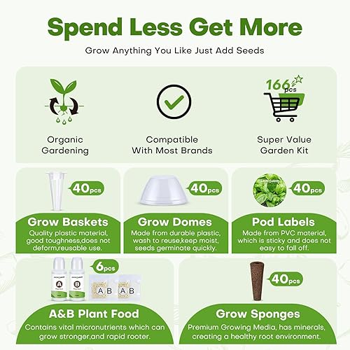 Miniatura 9 de 167 semillas compatibles con Aerogarden y todas las marcas para sistema de cultivo hidropónico de jardín interior con 40 esponjas de cultivo, 40
