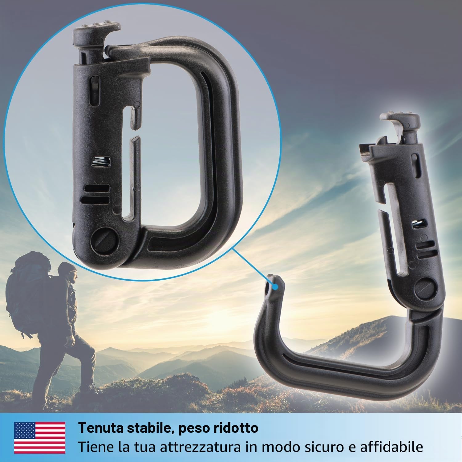 valonic 4 Pezzi D-ring Molle Tattico Cinghia Con Fibbia Di Chiusura Moschettone