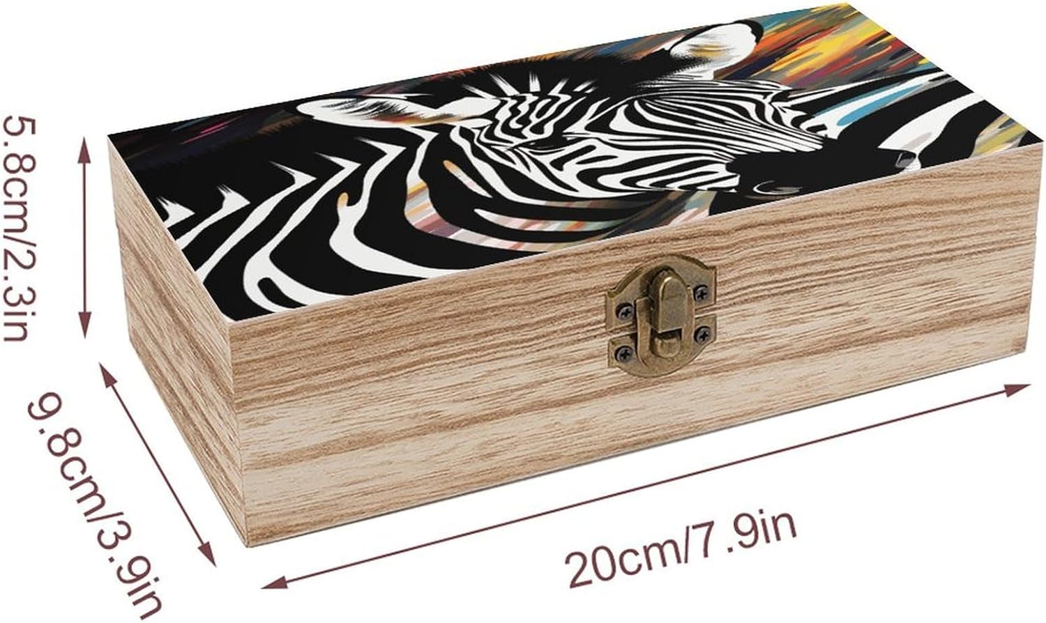 Abstract Animal Zebra Wood Box Rectangular Organizer Box image 2