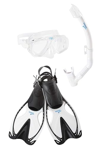 Speedo Unisex-Adult Swim Snorkel Dive Mask Anti-Fog with Nose Cover Adventure Series, MSF Black SIOC, Small/Medium