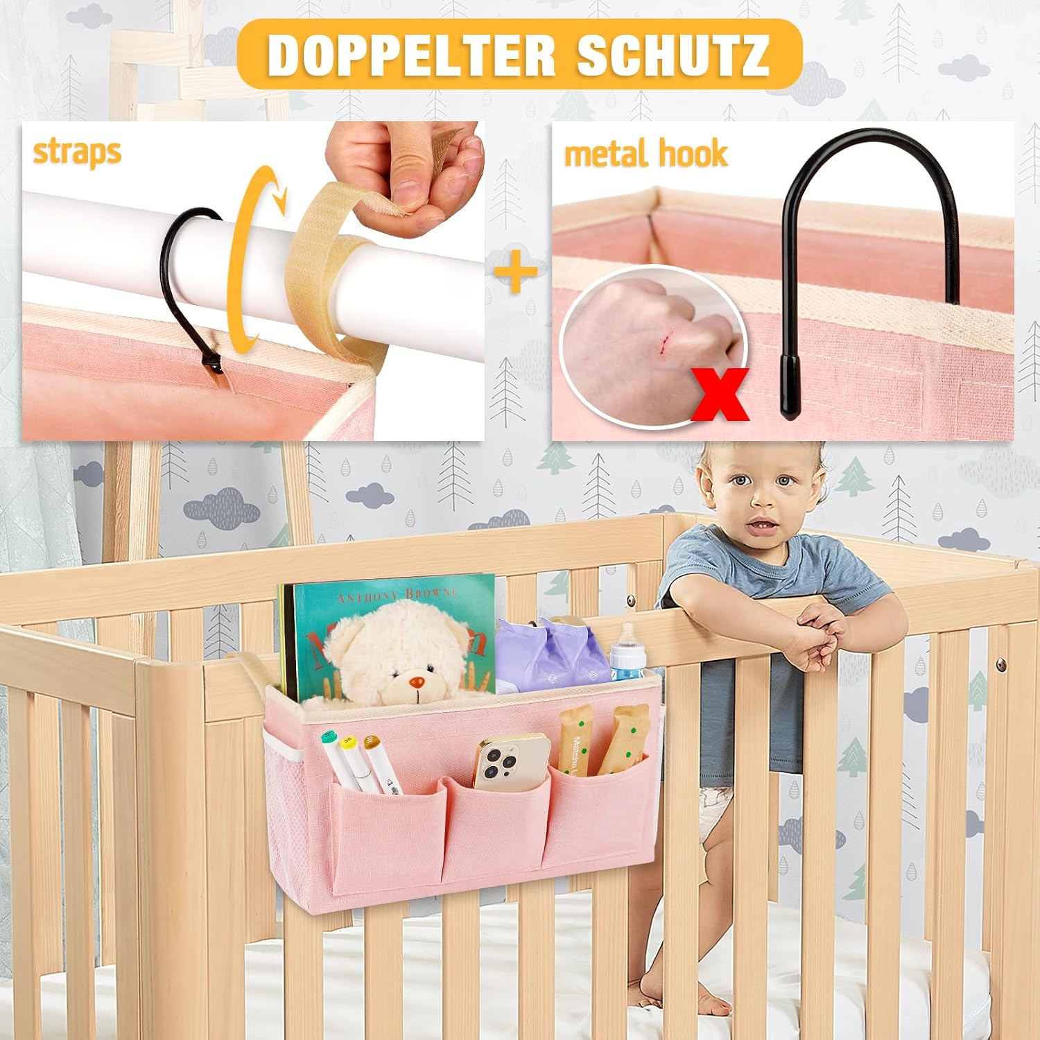 Lilithye Bedside Caddy, Bedside Storage Bag Hanging Organizer for Bunk Bed image 4