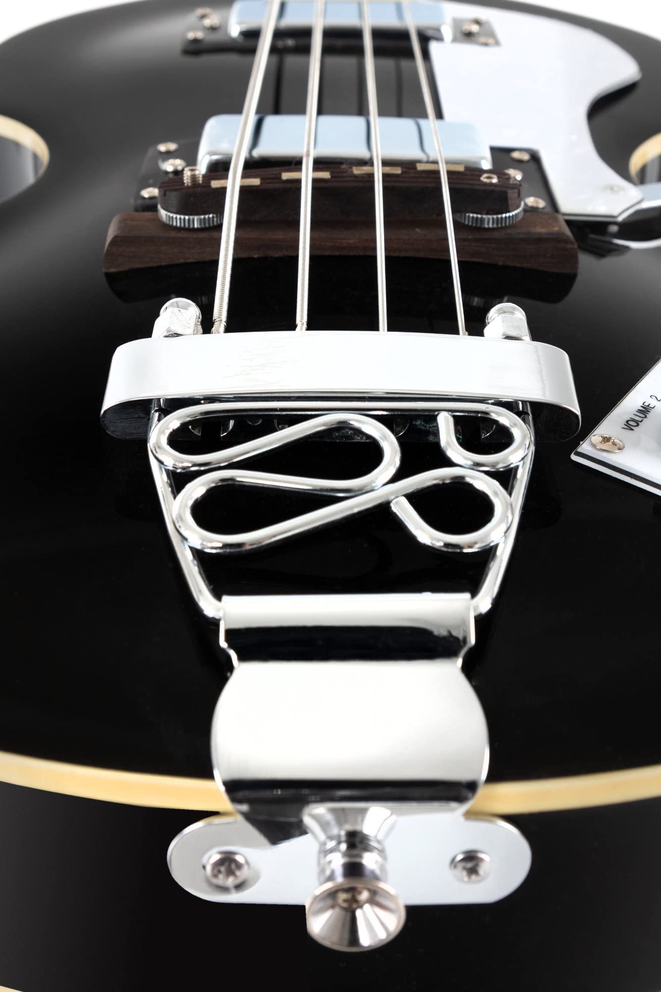 Rocktile VB-2 Black Magic Hollow Body E-Bass Set - Violinbass con 2 Humbucker Pickups - Nero
