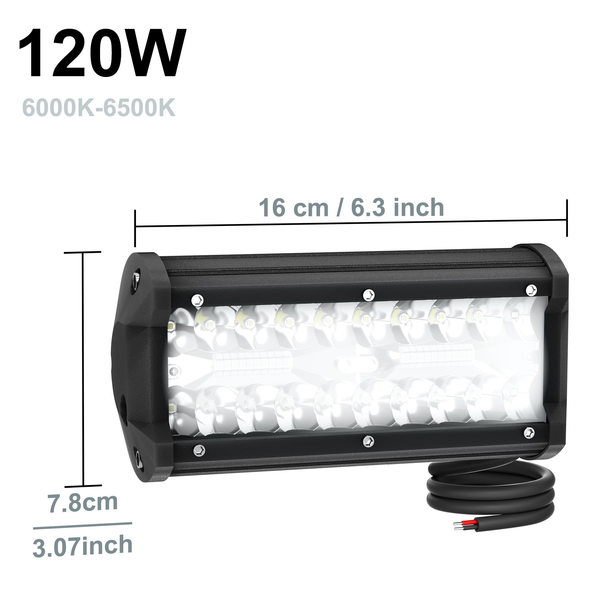 Reflektor roboczy LED, 120 W, 12-24 V, zimna biel, dodatkowy