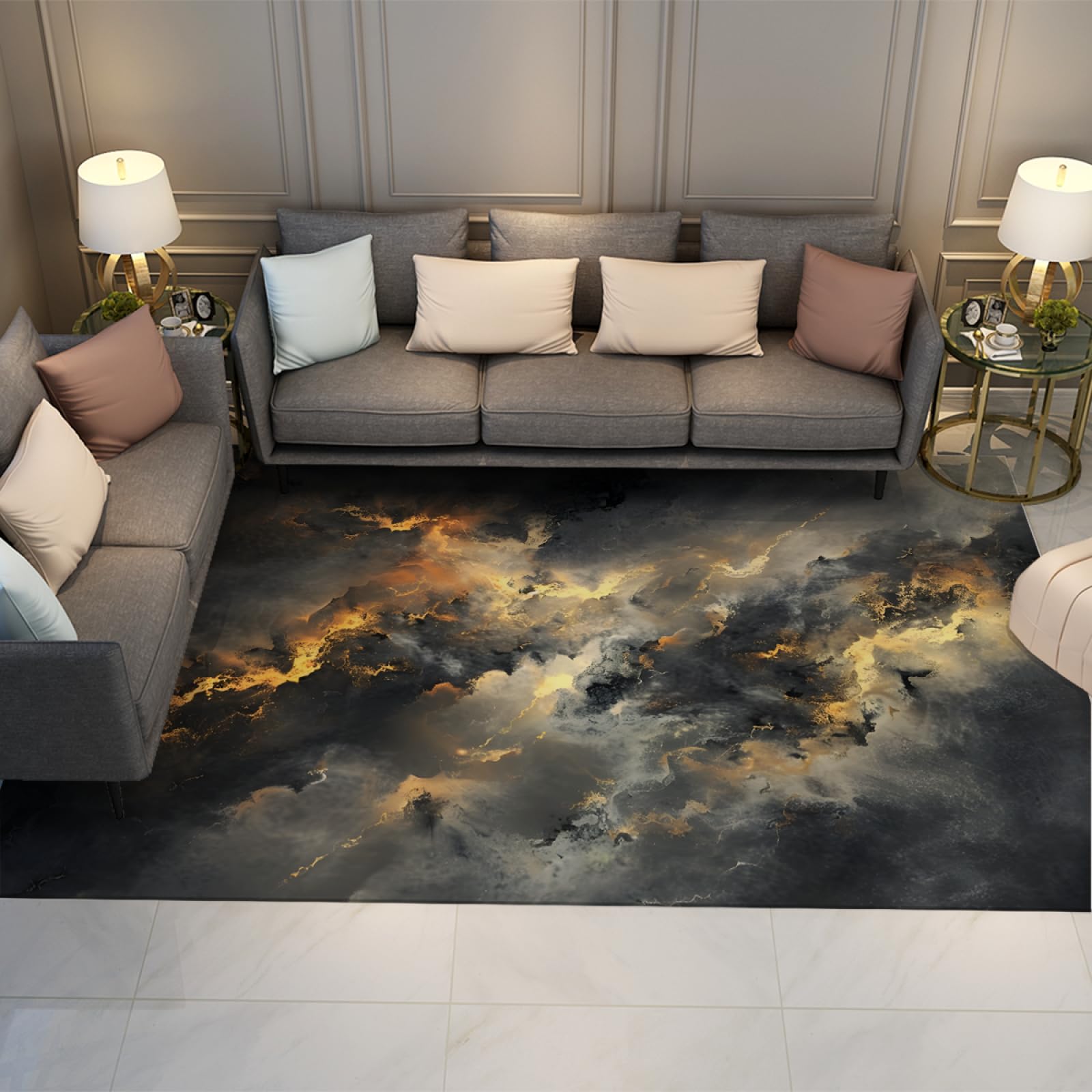 Tapis antidérapant gris lavable pour éviter les glissades en salle à manger et chambre adulte