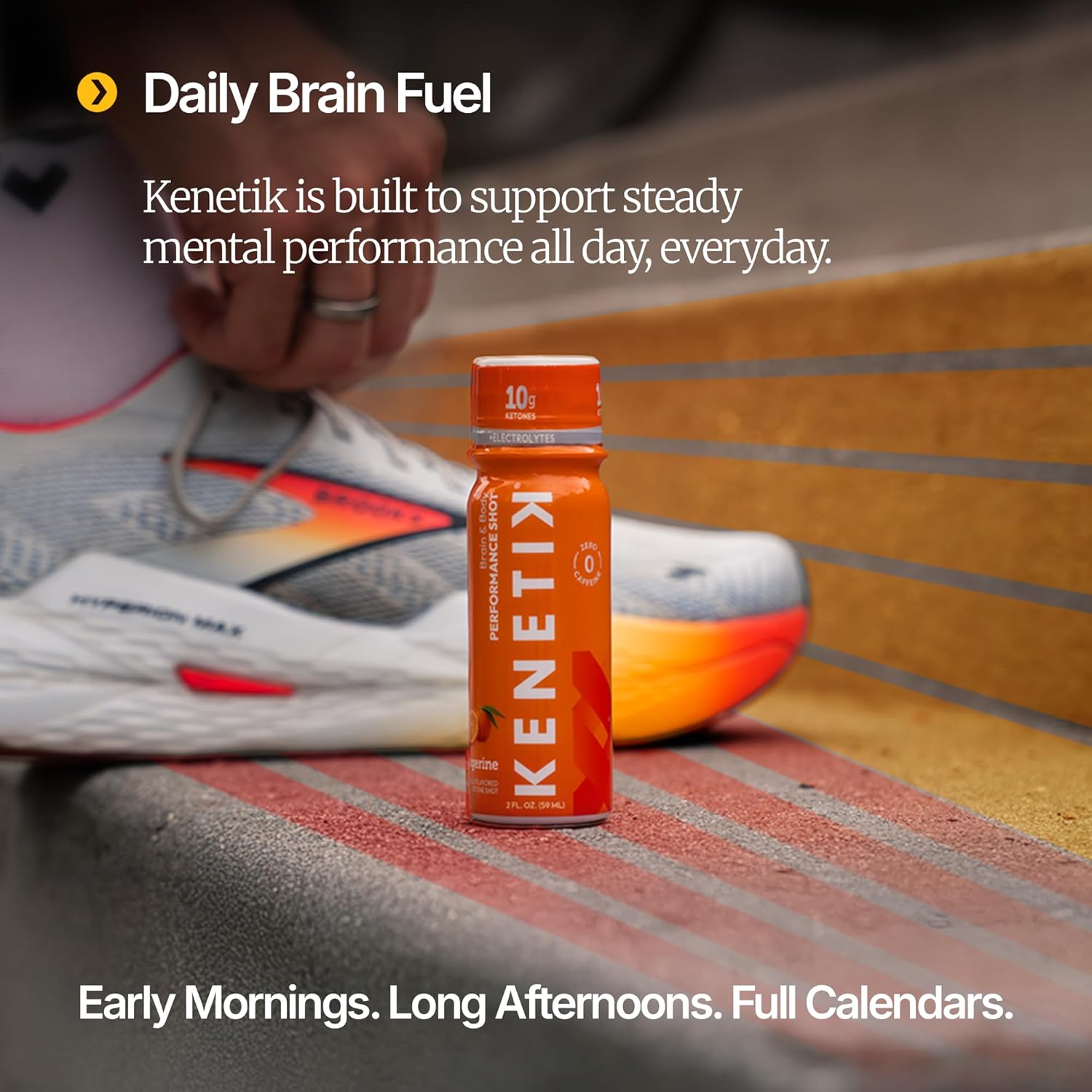 KENETIK Caffeine-Free Focus Shots – Brain Fuel for Mental Clarity and Cognitive Endurance, Sugar-Free, Bioidentical Ketones (D-BHB), 2oz – 12 Pack, Tangerine
