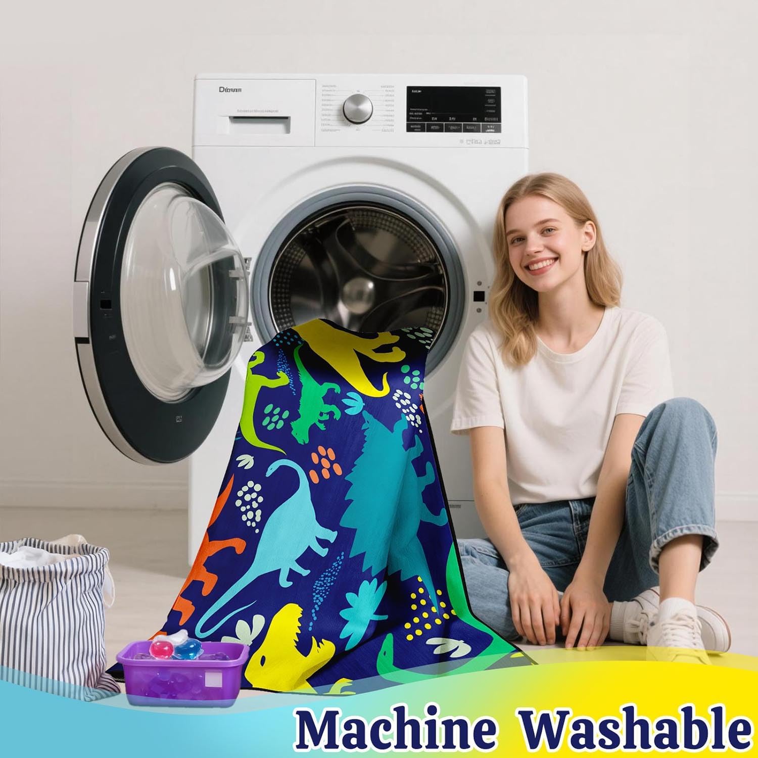 Dinosaur Rug 6'x8' - Dinosaur Rugs for Boys Bedroom Cartoon Dino Rug for Boys Room, Kids Rugs Bedroom Boy Dino Carpet Colorful Living Room Large Area Mat