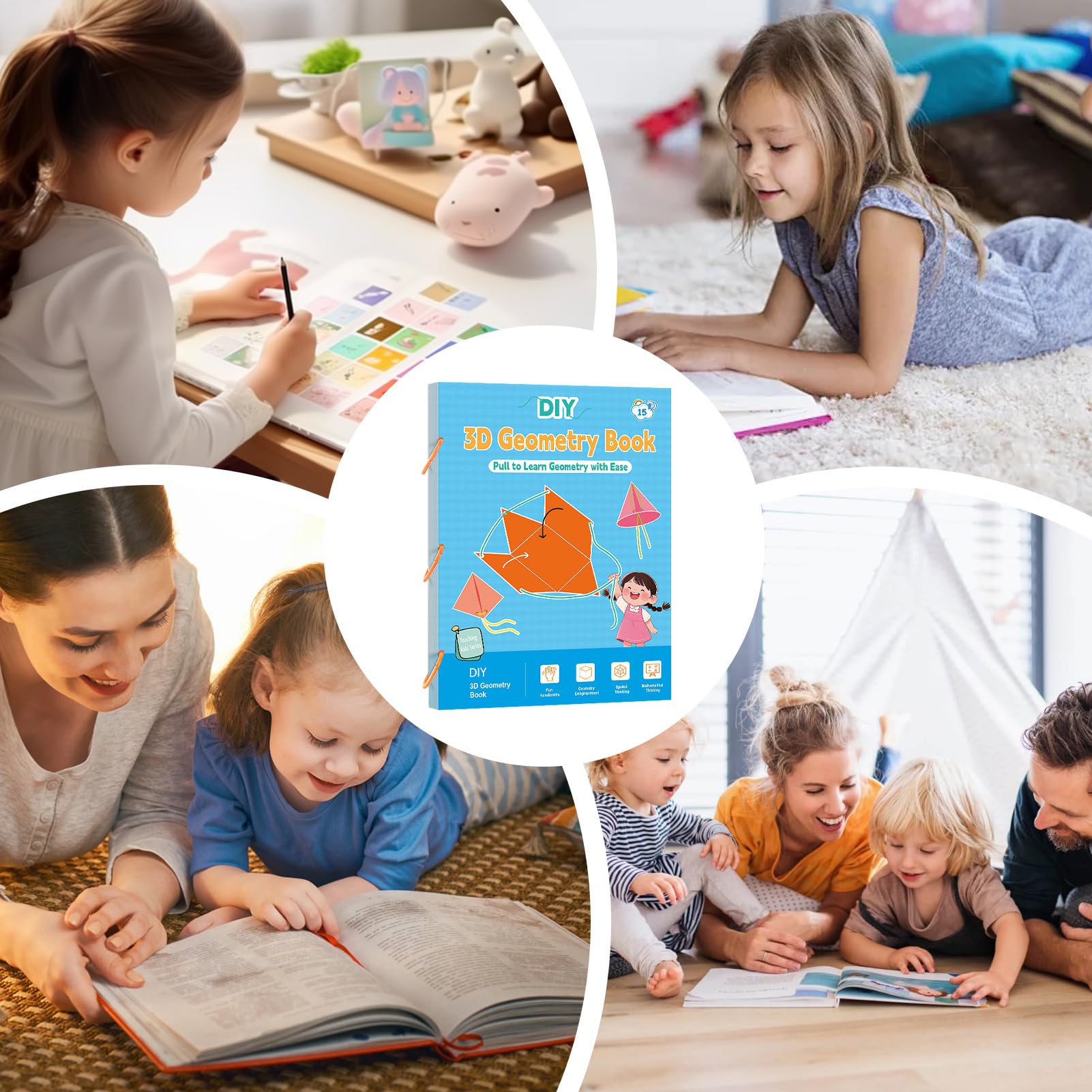 Libro De Geometría Para Niños - Libro Educativo con Hilos Entrelazados para Niños | Herramienta Educativa Matemática De Lógica Para Casa Y Aula