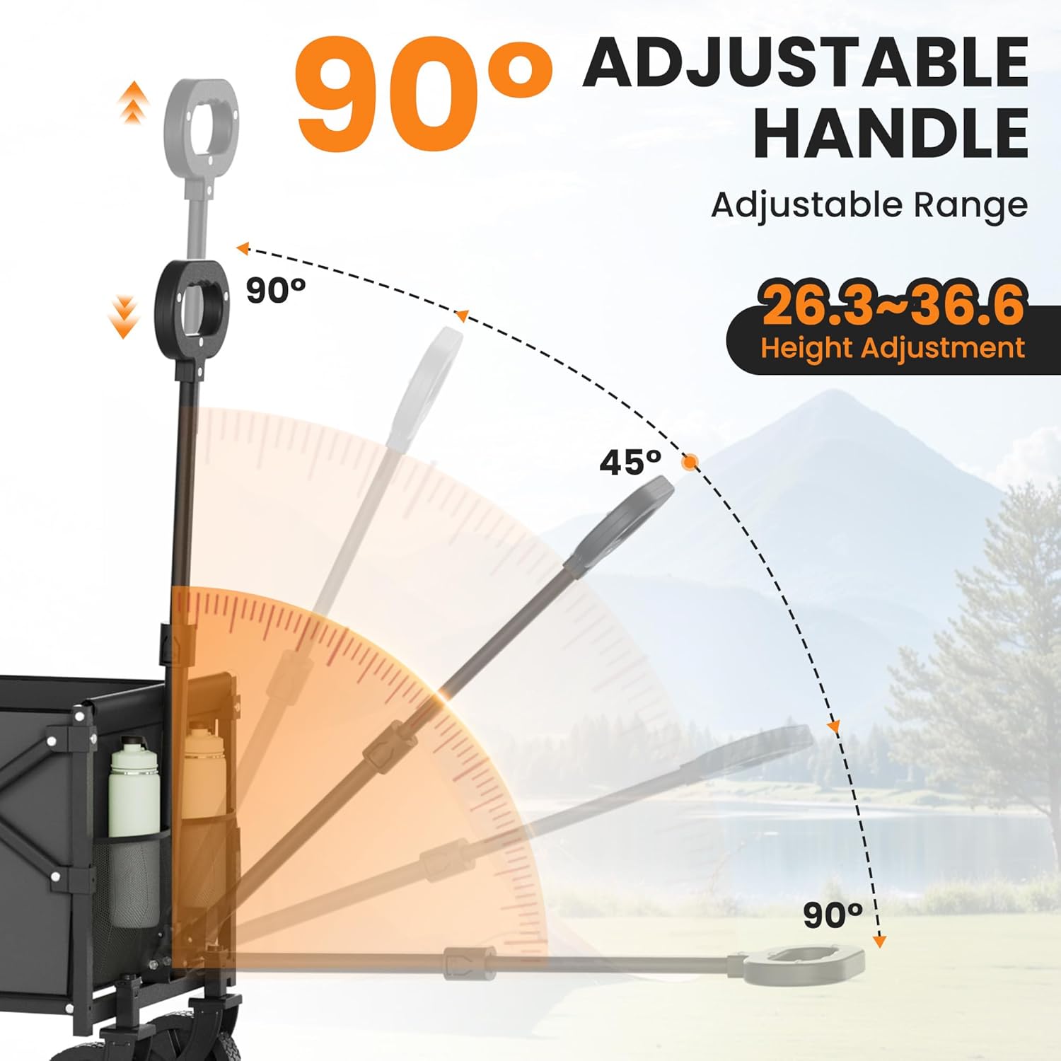 Foldable Wagons Carts, Lightweight Collapsible Portable Utility Shopping Cart with Wheels & Tailgate, Folding Grocery Wagon Cart for Grocery, Camping, Shopping, Beach, Garden, Sports Black