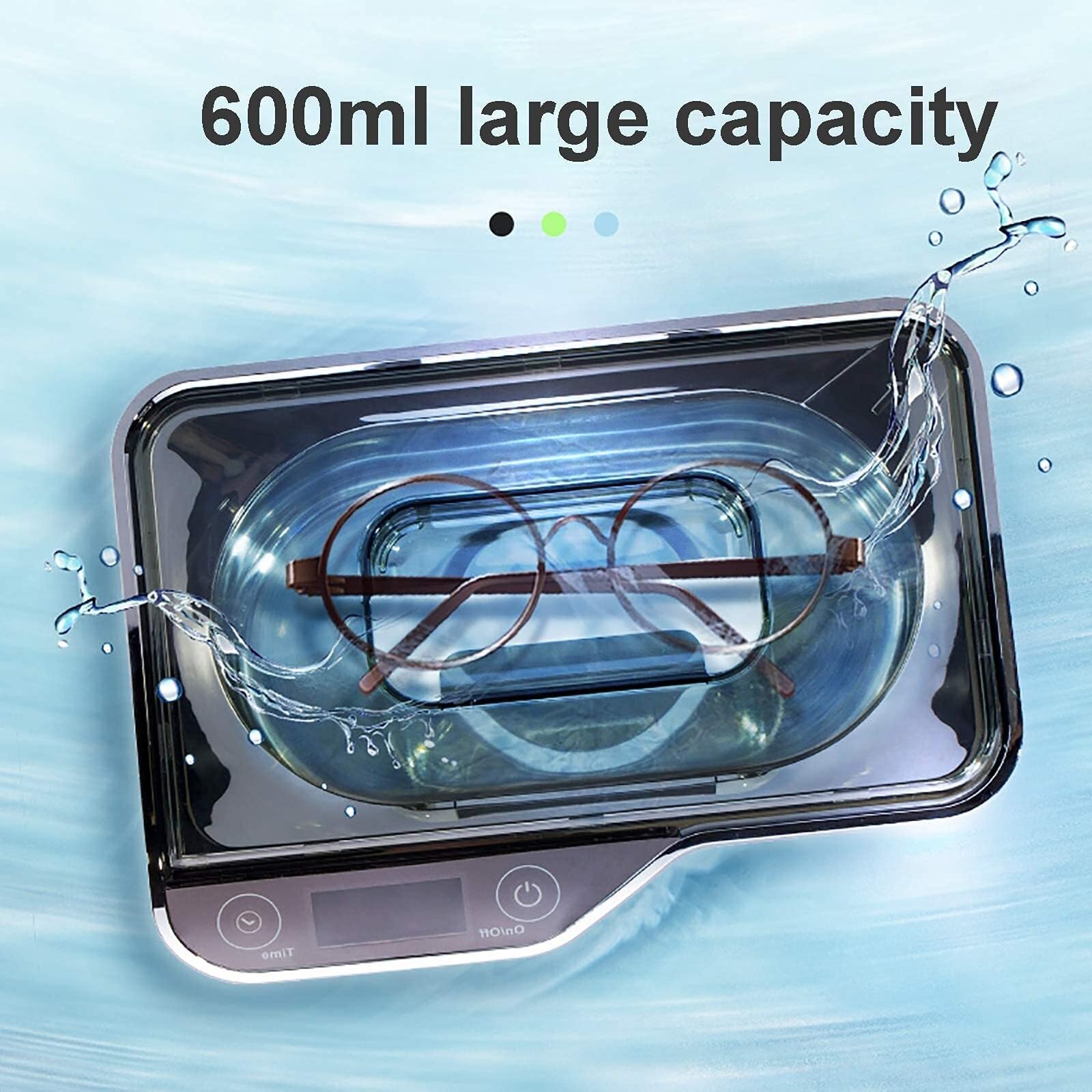 AJIEKJDSV Máquina limpiadora ultrasónica de 600 ml, baño ultrasónico portátil de 50 W con máquina limpiadora de cesta de limpieza for joyería, relojes, dentaduras postizas, gafas, monedas