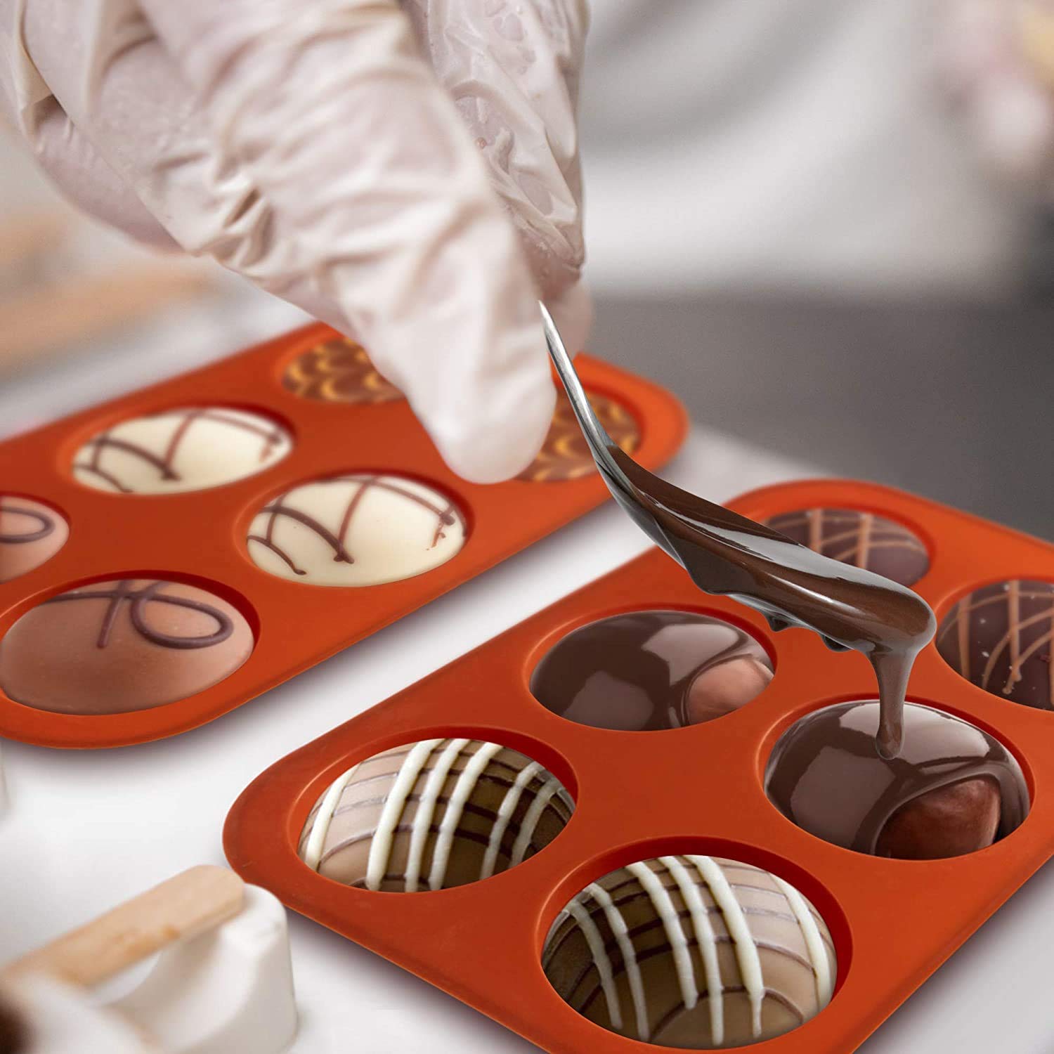 6-Cavity Silicone Chocolate Mould - Hot Chocolate Bombs & More -2