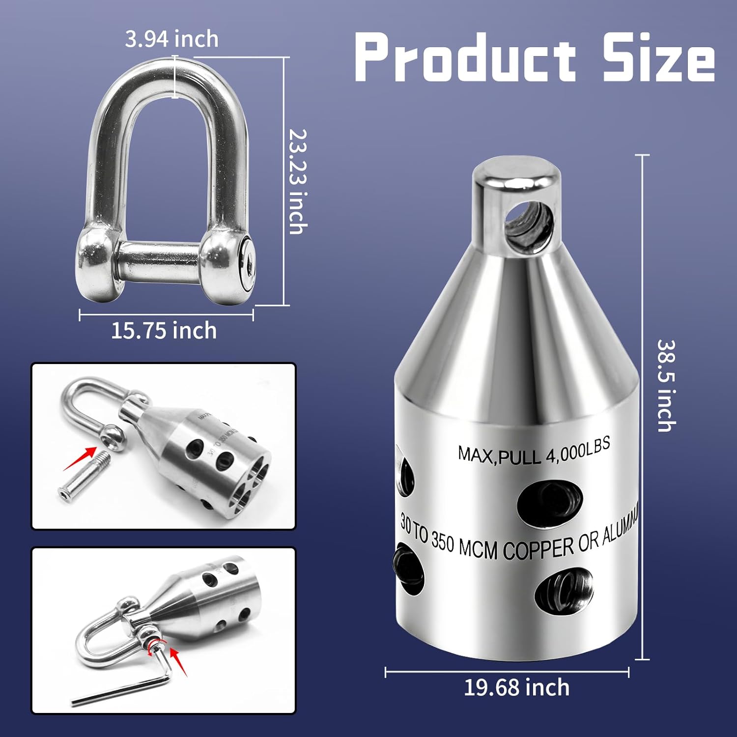Penguin Puller SR. Wire Pulling Grip (69700) - 4000 lb Max Pull, Fits 3/0 to 350 MCM Copper/Aluminum Cable, Heavy-Duty Electrical Cable Pulling Head & Attachment for Electricians (SR)
