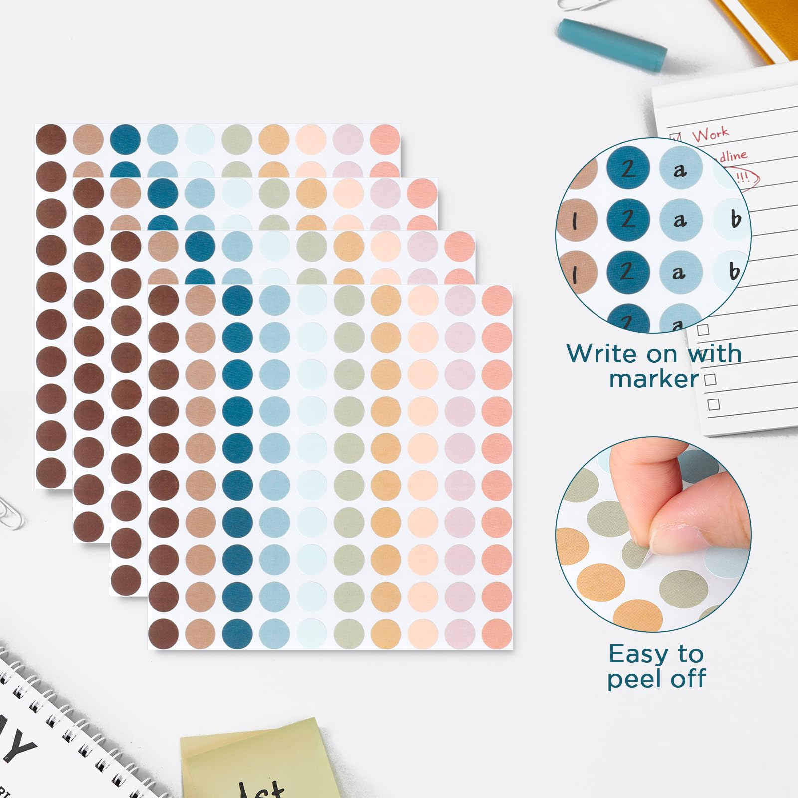 Self-Adhesive Dots, Colourful 10 Mm, 4000 Pieces, Round Marker Dots, Dot Stickers, Labels, Round, Small Round Dot Stickers For Office, School, Calendar, Card Stickers, 16 Colours - View #14