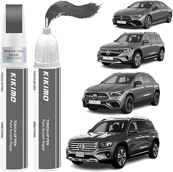 KIKIMO for Mercedes-Benz Touch Up PaintMountain Grey Metallic787/7787, Car Paint Repair Kit for Mercedes-Benz, 2 In 1 Scratches Repair with Pen Tip and Brush, Color-Matched for Quick & Easy Fix