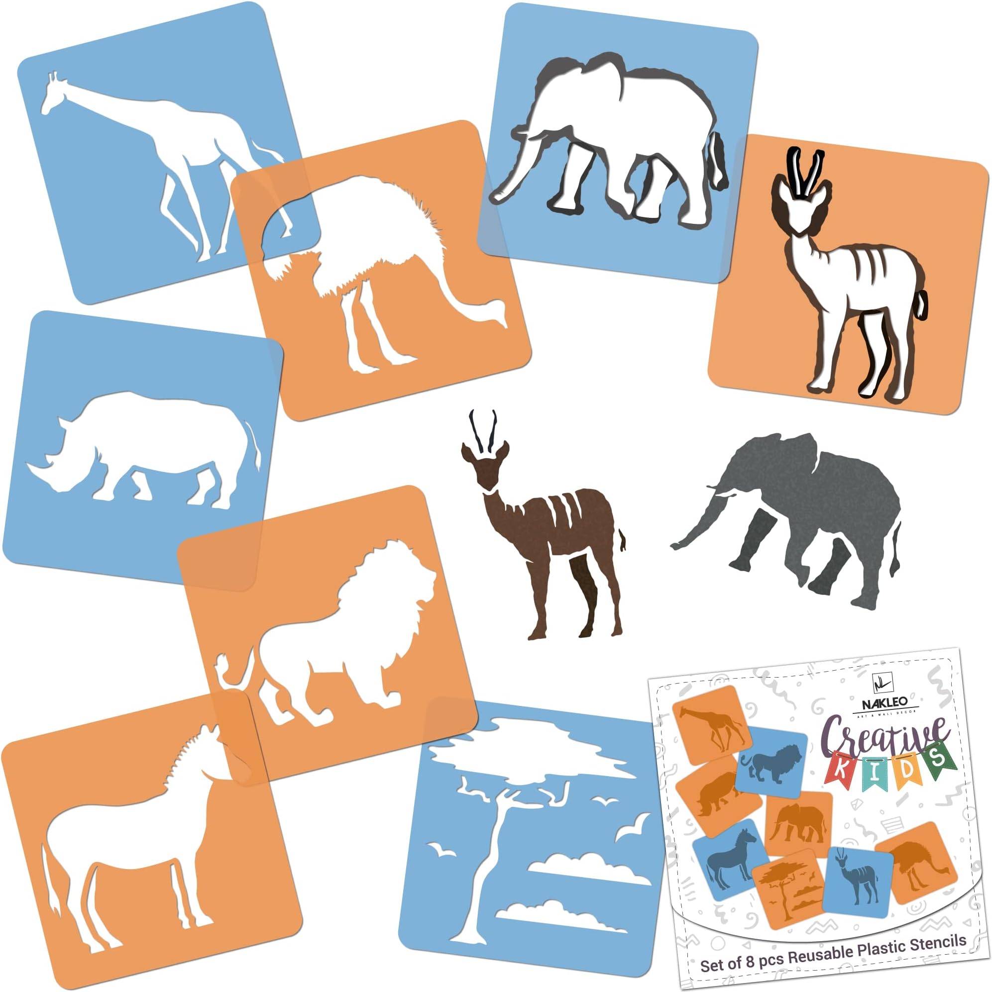 Pochoirs Animaux Pour Enfants - 20 Pièces Réutilisables (15 X 15 Cm) - Matériau PET - Pour Peinture, Bricolage, Décoration