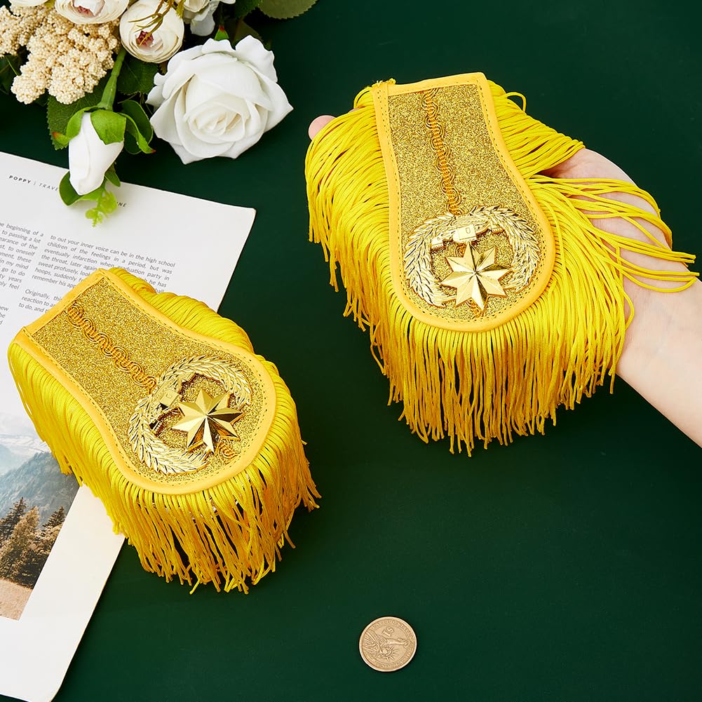 SuperFindings 1 par de hombreras doradas con flecos Accesorios de ropa para Halloween, cosplay y carnaval