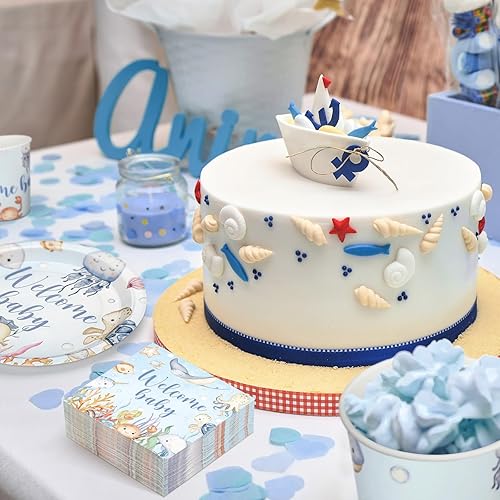 Vista 127 de Hushee Juego de 200 platos florales de papel para baby shower, servilletas, tazas, suministros de fiesta de baby shower, juego de vajilla desechable