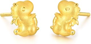 CHOW SANG SANG 24K Gold Love Decode Dinosaur Stud Earrings for Women 92014E