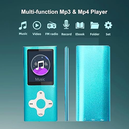 Vista 2 de Reproductor de MP3, reproductor de música con tarjeta de memoria de 16 GB, reproductor de música digital portátil, video, grabación de voz, radio