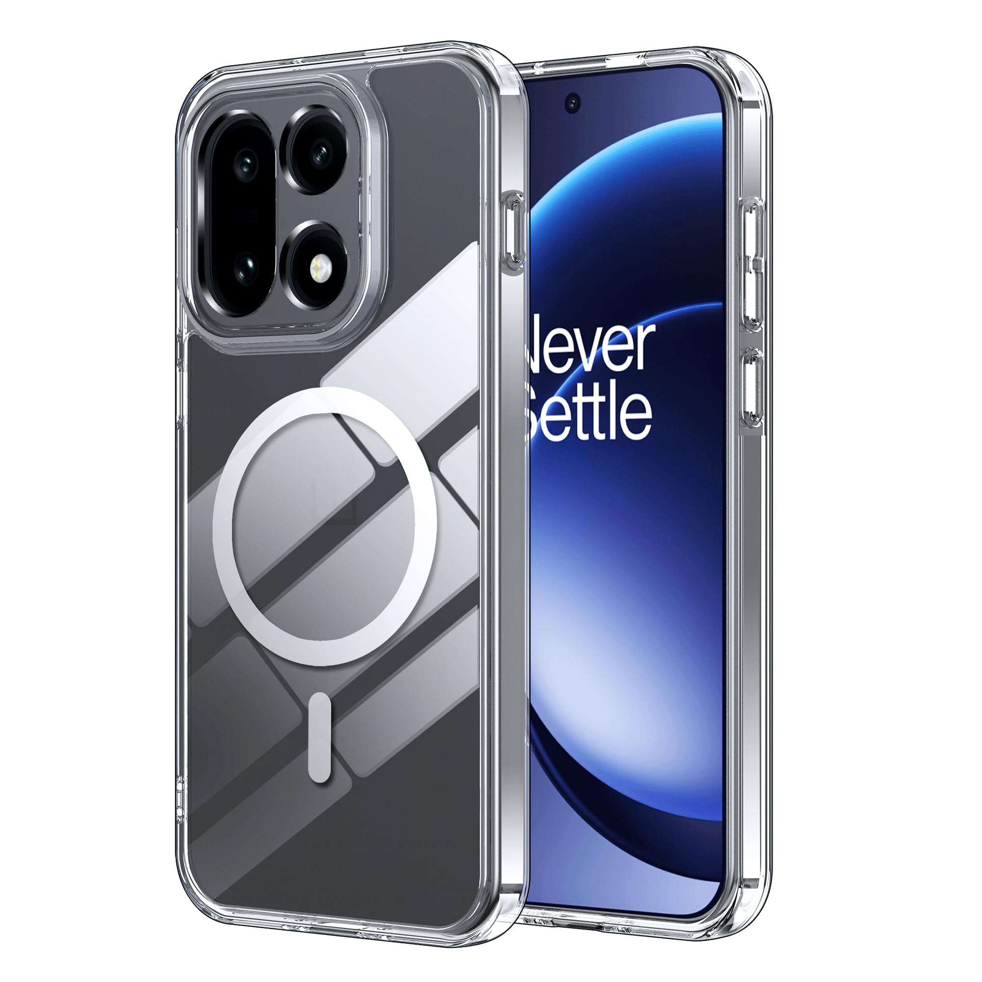 Rojeuinn Cover per protettiva Oneplus 15, custodia protettiva rigida in PC con funzione di aspirazione magnetica, tocco confortevole, anti-caduta, antiurto, anti-impronta -Nero