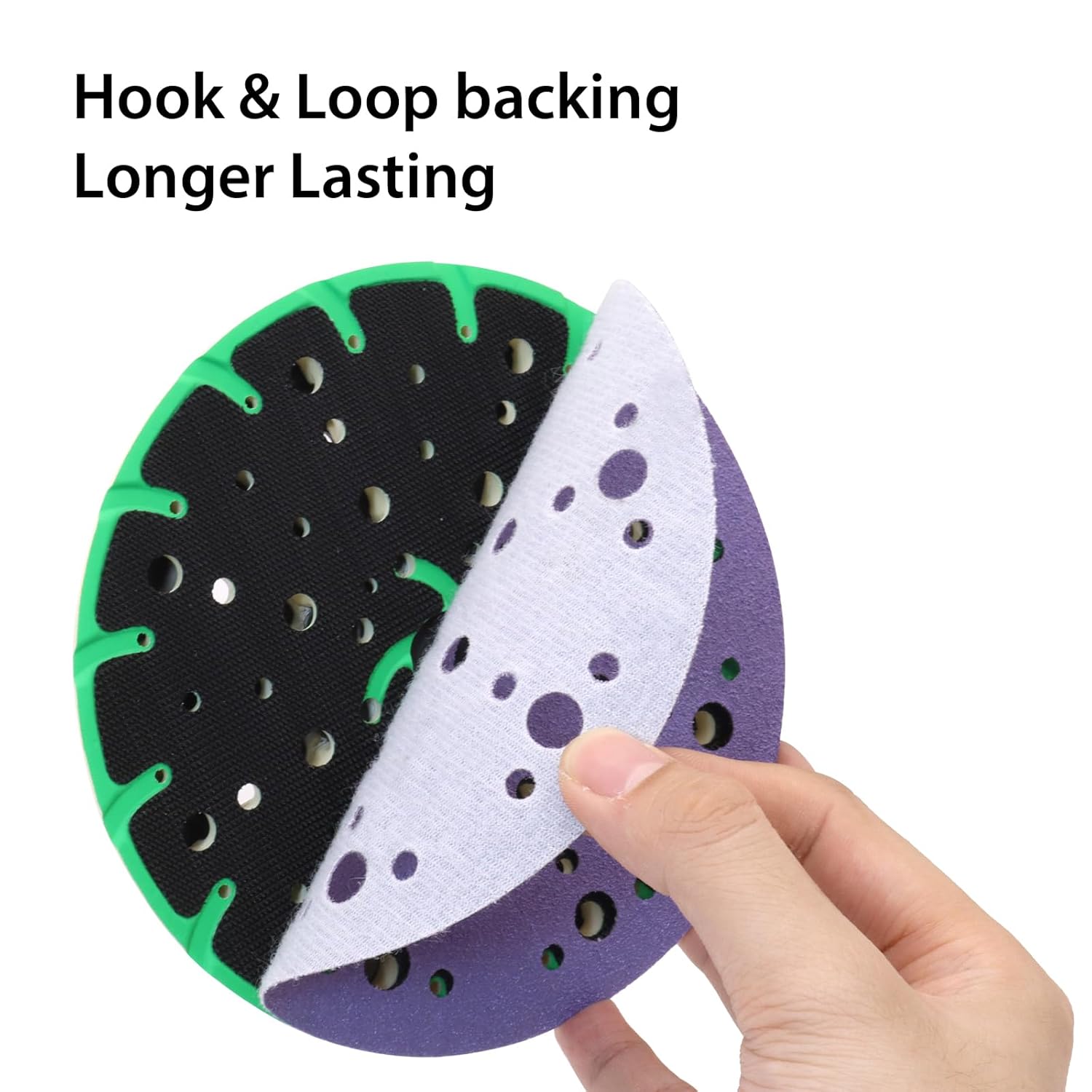50 PCS 6 Inch 49 Holes Ceramic Sanding Discs, 150 Grit Hook and Loop Sandpaper Disc, Dust-Free & Film Backing Orbital Sander Sandpaper for Metal Auto