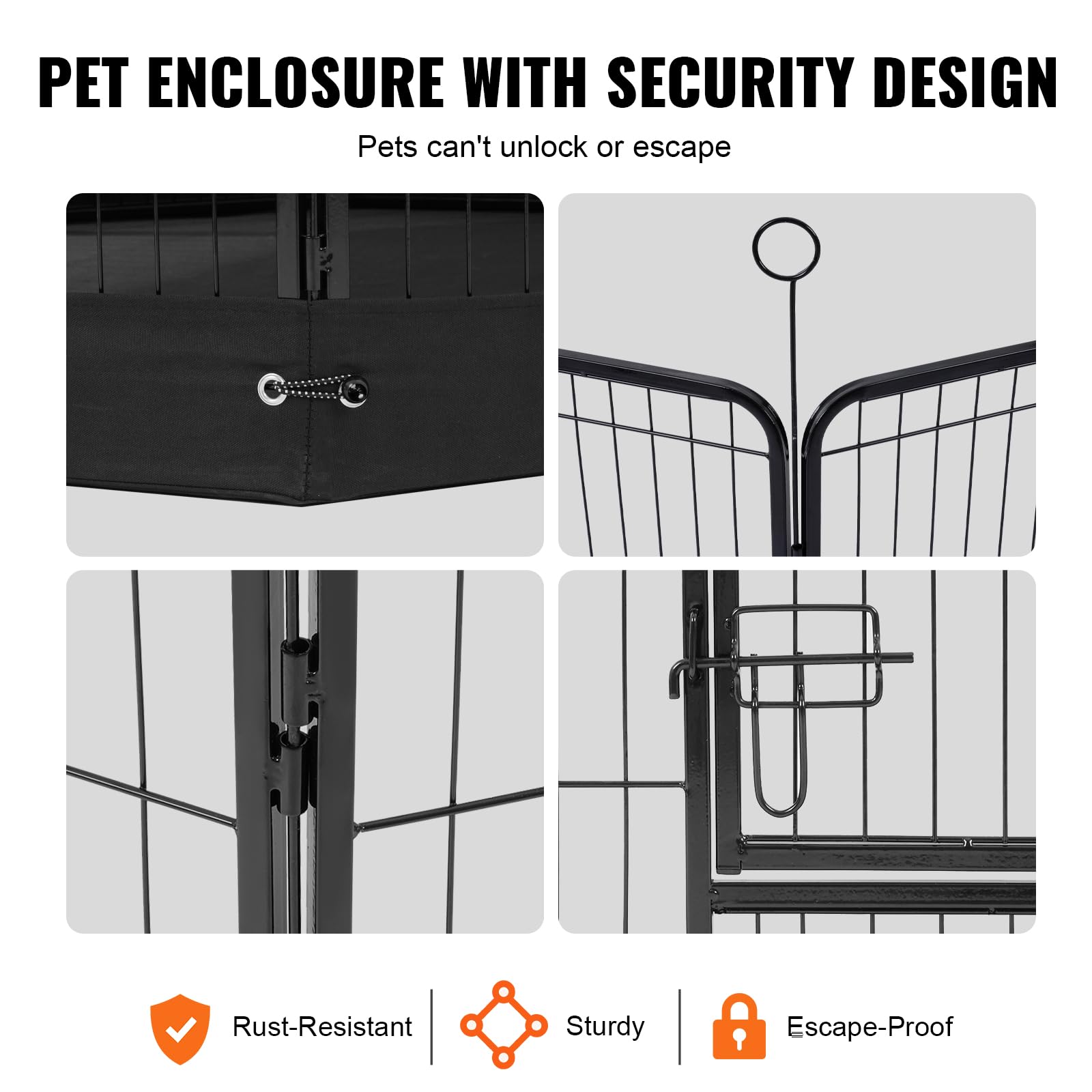 VEVOR Parque de Juegos para Perros 8 Paneles de 610 x 610 mm, Corral de Ejercicios de Metal Plegable para Mascotas con Puerta, Bolsa de Almacenamiento y Almohadilla Inferior para Perros, Gatos