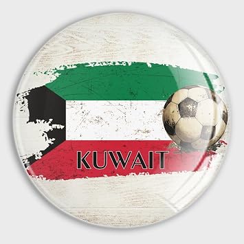 Soccer Theme Kuwait Flag Country Refrigerator Magnets Glass Small Round Fridge Magnets Multi-Use Premium Magnets for Fridge Locker Whiteboard Billboard Kitchen Office School Travel Souvenir
