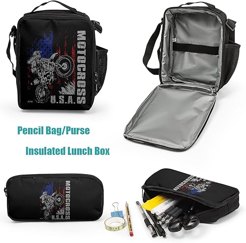 Miniatura 5 de Giwawa Mochilas escolares geniales para adolescentes y niños, juego de bolsas escolares, bolsa de almuerzo, estuche para lápices, Bandera
