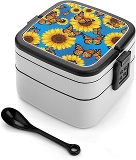Double Layered Salad Lunch Container with Spoon Double Layered Bento Box Butterfly (151) Adult Lunch Box
