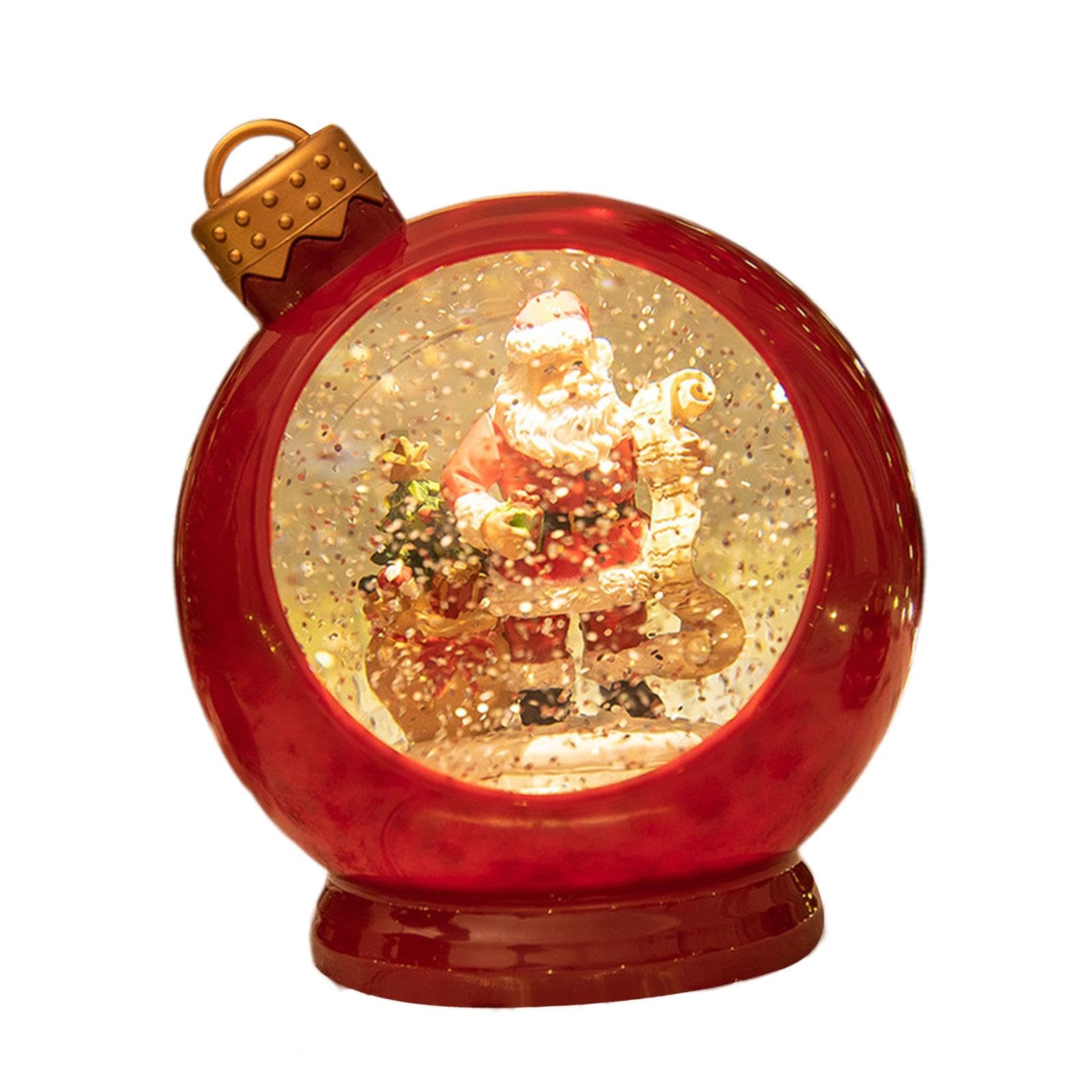 Esfera de Nieve Navideña Decorativa Bola de Navidad Musical Linterna Decorativa Navideña Lámpara de Escritorio Material PVC Adecuada para Regalo, Rojo