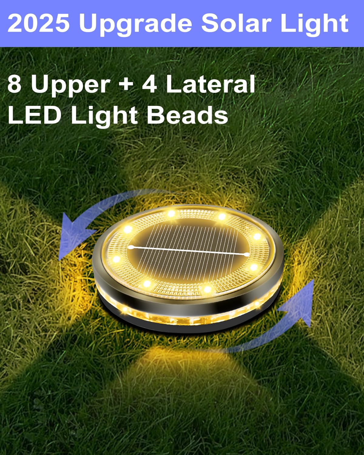 Bzavor Set of 8 Solar Ground Lights, 8 LED Outdoor Garden Outdoor Waterproof IP65 Solar Light - Image 2