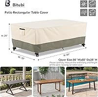 Vista 2 de Bitubi Funda para Mesa de Patio Rectangular/Ovalada de 60 Pulgadas, Funda para Mesa de Comedor Exterior Resistente e Impermeable para Invierno