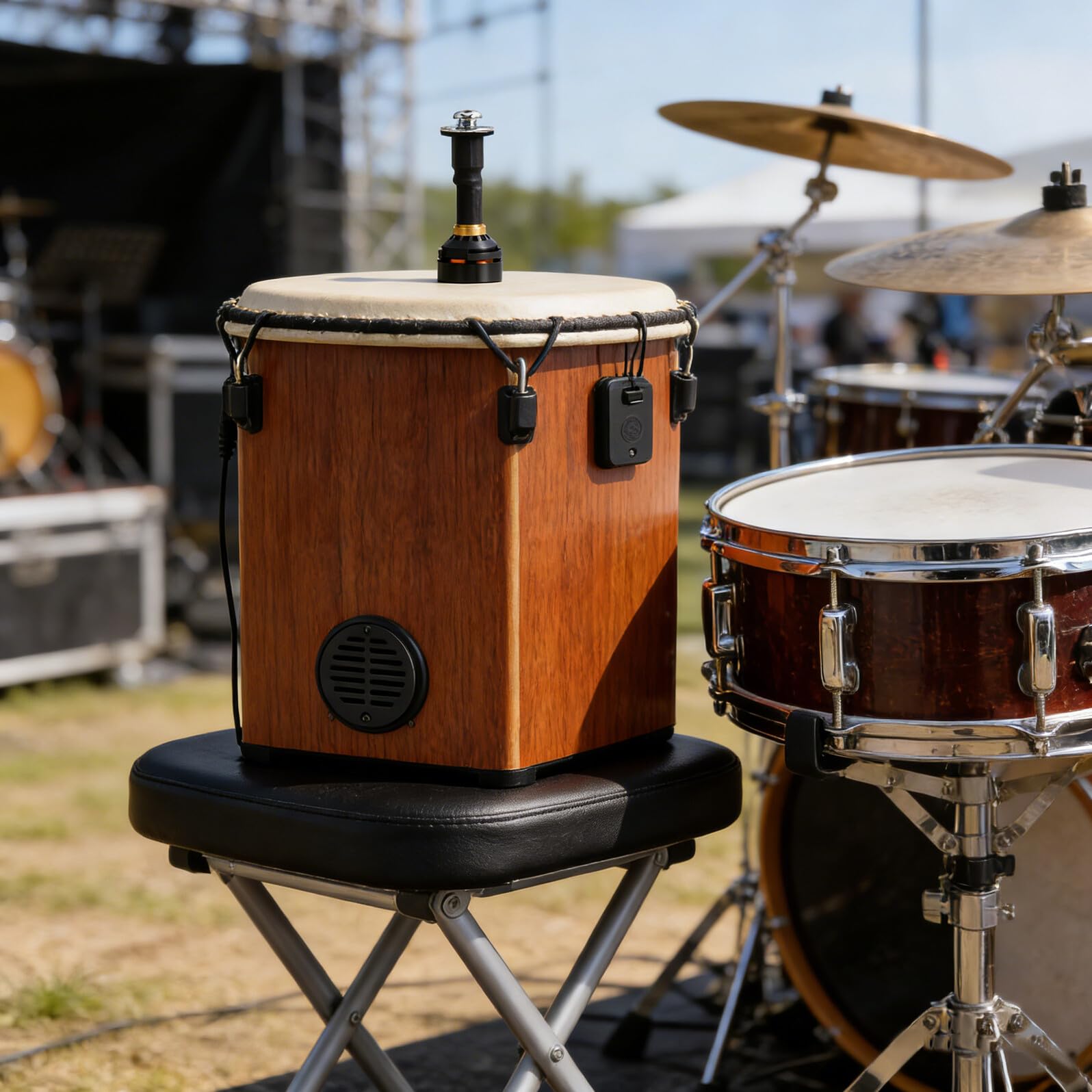Pastilla de Percusión para Cajón y Djembe, Diseño Portátil de Plástico y Metal para Escenarios y Fiestas