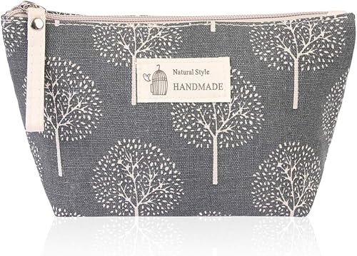 Miniatura 8 de RIAH FASHION Bolsa portátil de viaje para maquillaje cosmético, organizador de artículos de tocador, bolso de pulsera, floral, a cuadros, corcho