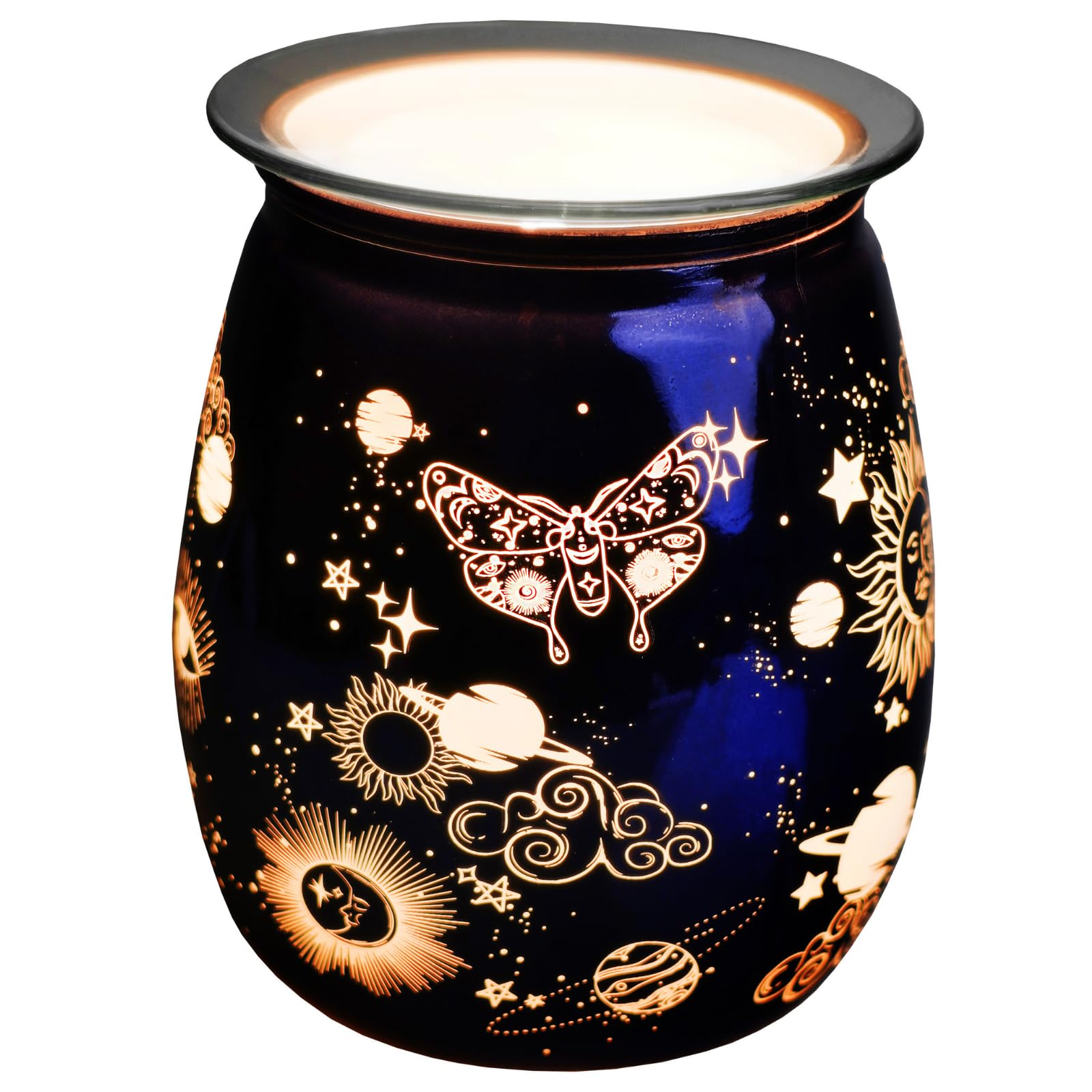 Cello Celestial Midnight Blue Electric Melt Burner - Wax Melt & Oil Burner. New Home Gifts, Home Decor, Room Decor, Bedroom Accessories & Office Accessories. Electric Diffuser With Light Bulb