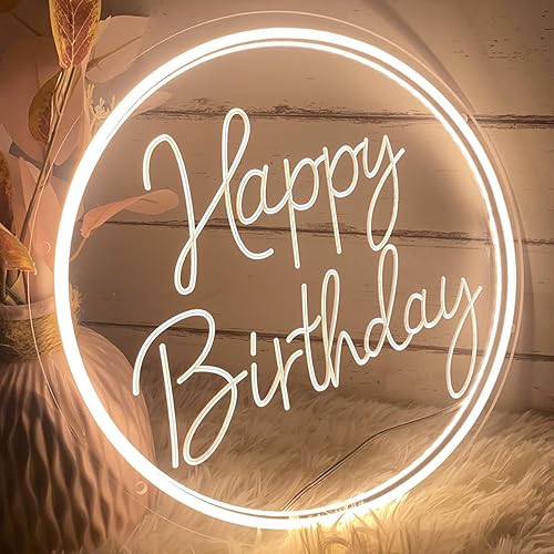 Miniatura 3 de Letrero de neón de feliz cumpleaños para decoración de pared, diseño tallado en 3D, para interiores, dormitorio, luces de neón LED, telón de fondo,