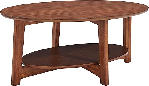 Miniatura 10 de Monterey - Mesa auxiliar ovalada de madera moderna de mediados de siglo de 48 pulgadas de largo, color castaño cálido