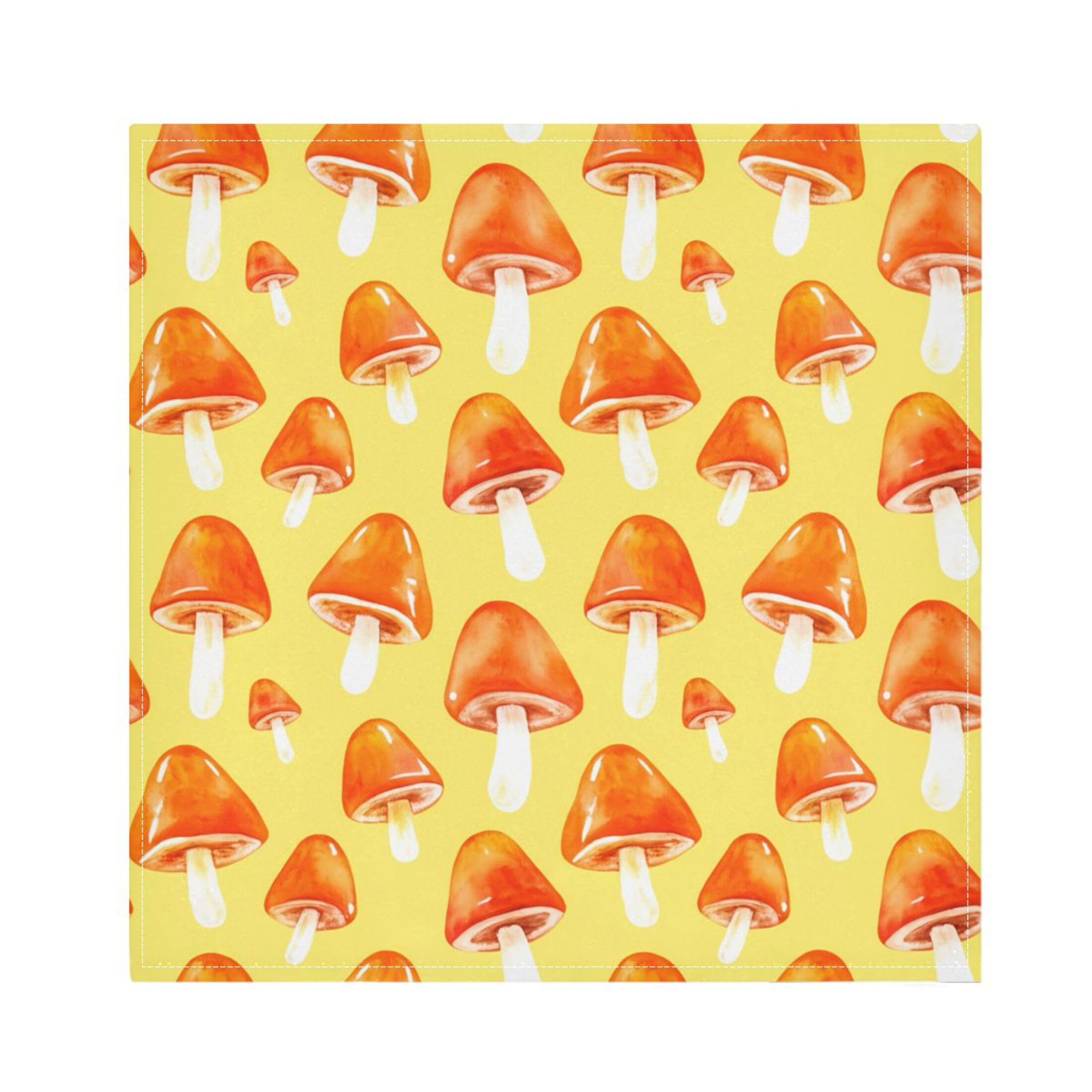Fuauuyl Cloth Napkins Set of 4 Orange Mushrooms Dinner Napkins 20x20 in, Washable & Reusable Fabric Table Napkin for Dining Parties Holiday, Eco-Friendly