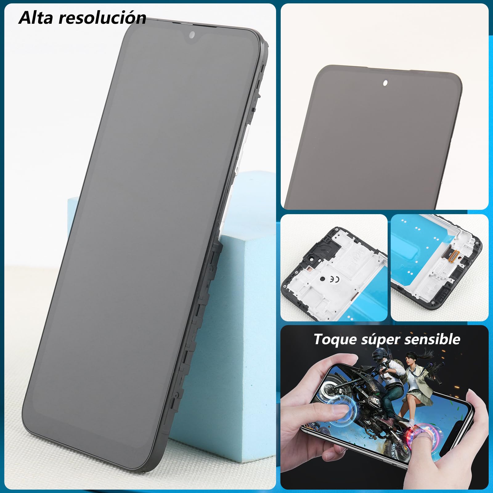 RongZy Incell Pantalla para Samsung Galaxy A25 5G Táctil LCD de Repuesto Ensamblaje Digitalizador Reemplazo para Samsung Galaxy A25 5G A256B con Herramientas de Reparación(Negro con Marco)