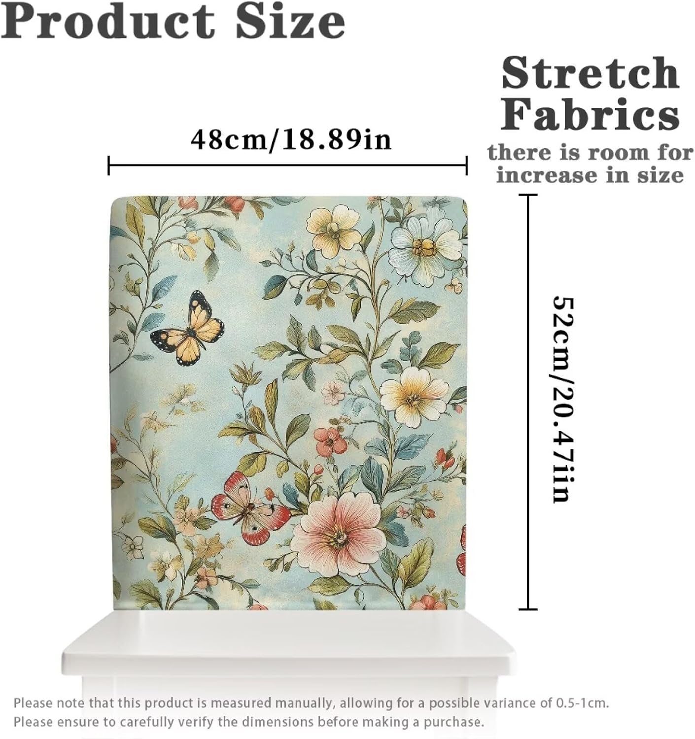 Butterfly Cover for Chair Back Dining Chair Covers Soft Stretchable High Back Aesthetic Cover Washable Dining Room 20 x 19 Inch,4 Pack, Floral Print Design
