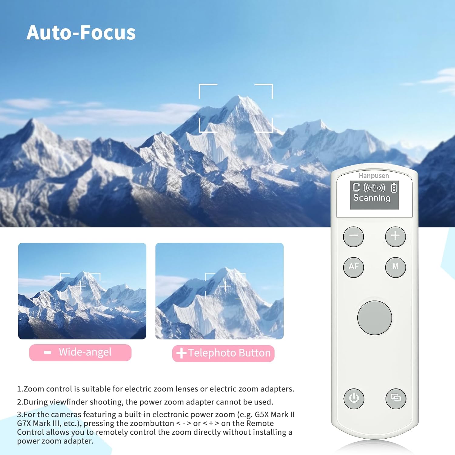 for Canon Rechargeable Wireless Remote Control - Camera Remote Shutter Release with Zoom Focus Compatible with Canon G7X Mark III/R50/R6 II/R10/R/RP/R5/R8/R100/M50/M200/M6 II/R5 II/6D II/SL3, White