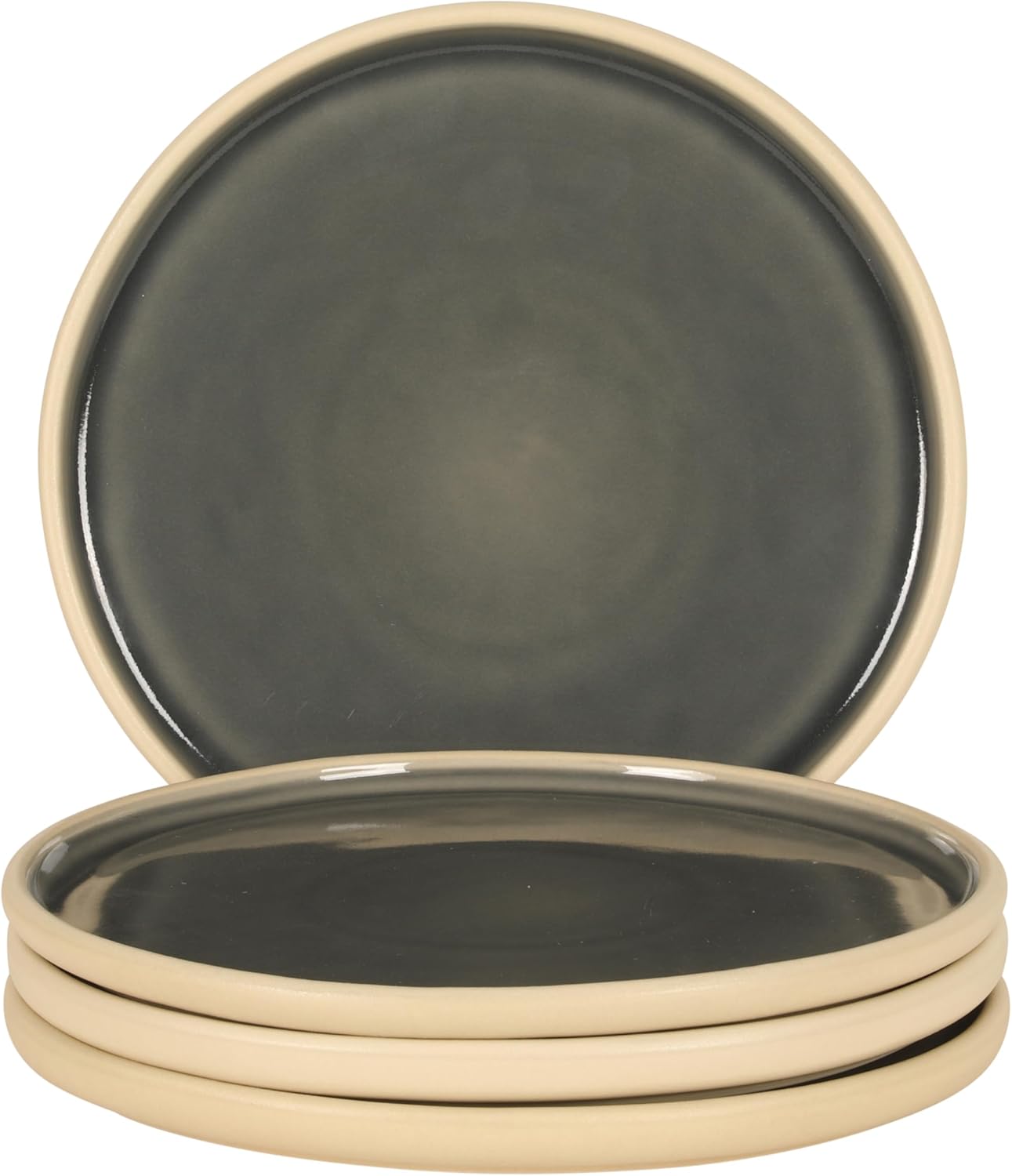 Gibson Elite - Made in Portugal - Port Gaia 10.2 Inch Dinner Plates Set of 4 - Reactive Glaze Dish Set - Grey