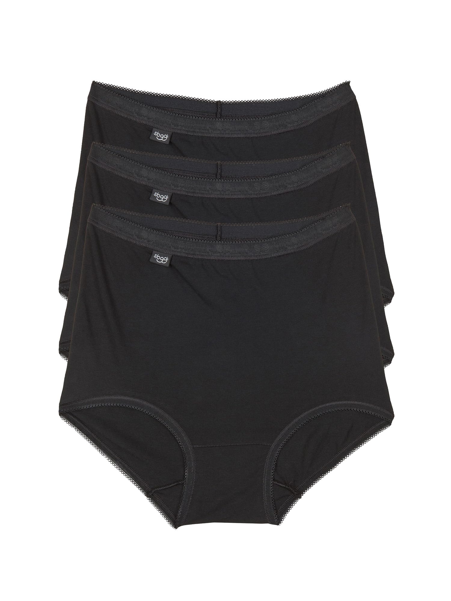 Sloggi Womens 3 Pack Zero Feel High Waisted Cheeky Cotton Underwear or Panties for Ladies Basic Maxi Briefs Black