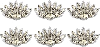 uxcell 6Pcs Handmade Beaded Patches, Peacock Tail Glass Crystal Appliques Sew on Rhinestone Patch for Clothing DIY Sewing Accessories, Light Coffee